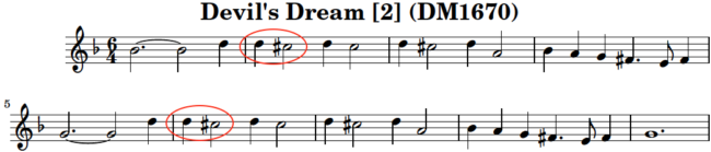 Figure 2 -- Devil's Dream, second strain, from Dancing Master 1670
